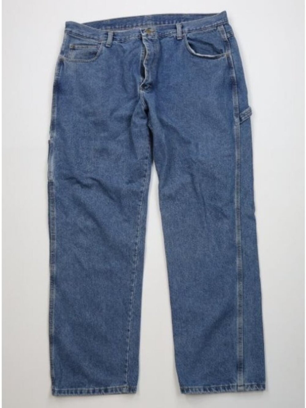 Vintage 90s Y2K Streetwear Mens 40x32 Faded Wide Leg Dungaree Denim Jeans Blue
